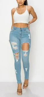 High Rise Destroyed Skinny Jeans
