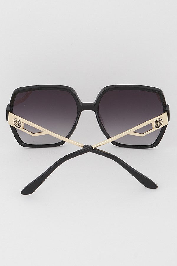 Kleo Oversized Fashion Square Sunglasses - Soft Black/Gold