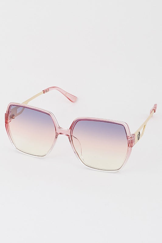 Kleo Oversized Ombre' Square Sunglasses - Fuchsia/White