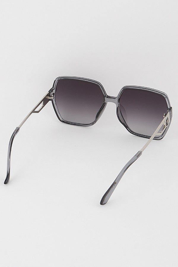 Kleo Oversized Fashion Square Sunglasses - Black/Silver