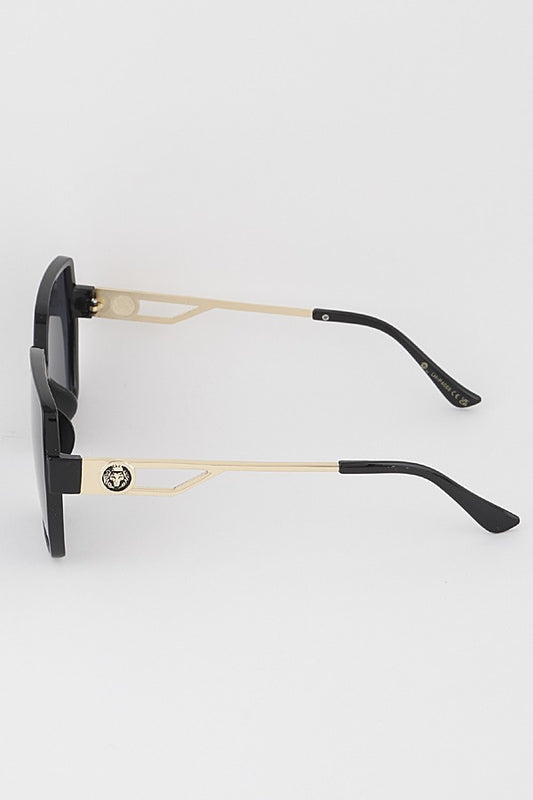 Kleo Oversized Fashion Square Sunglasses - Dark Black/Gold