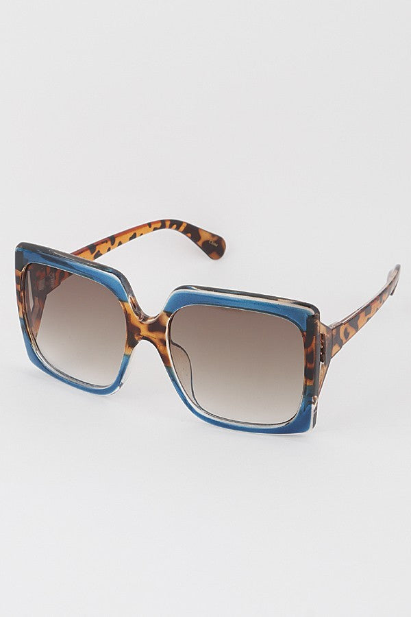 Katalina Square Fashion Sunglasses - Blue/Leopard
